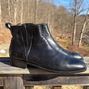 BALLY Alexey Black Leather Ankle Boots Made in Italy Minimalist Mens Size 10D